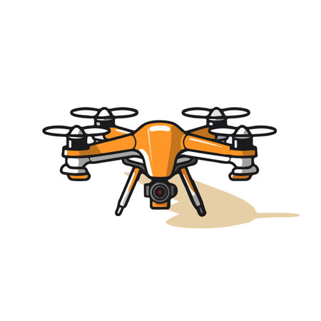 Drone with camera icon. Vector illustration of a quadcopter.のイラスト素材