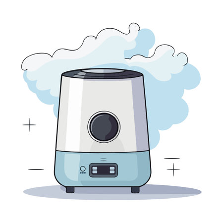 Cartoon humidifier for room, home, flat, office. Equipment, domestic, air purifier, vaporizer. Vector illustration for any designのイラスト素材