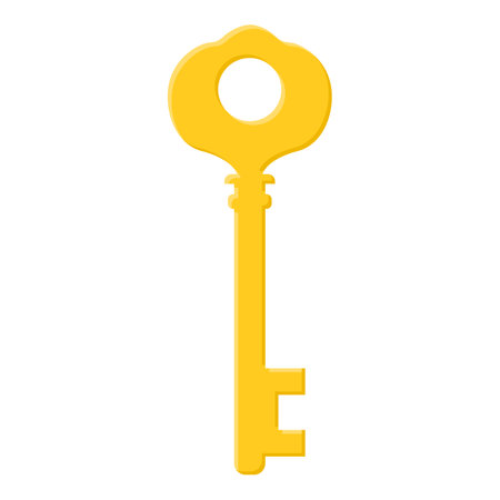Yellow key isolated on white background. Cartoon style. Vector illustration for any designのイラスト素材