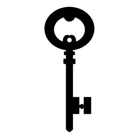 Old black silhouette key isolated on white background. Vector illustration for any designのイラスト素材