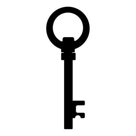 Old black silhouette key isolated on white background. Vector illustration for any designのイラスト素材