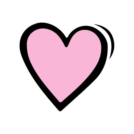 Pink doodle heart isolated on white background. Hand drawn love heart. Vector illustration for any designのイラスト素材