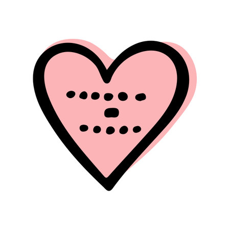 Pastel beige doodle heart isolated on white background. Hand drawn love heart. Vector illustration for any designのイラスト素材