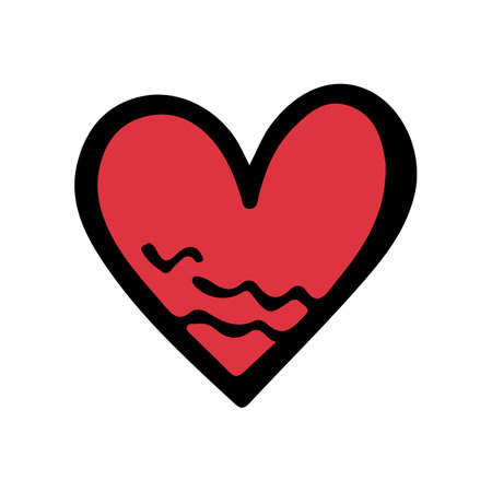 Red doodle heart isolated on white background. Hand drawn love heart. Vector illustration for any designのイラスト素材