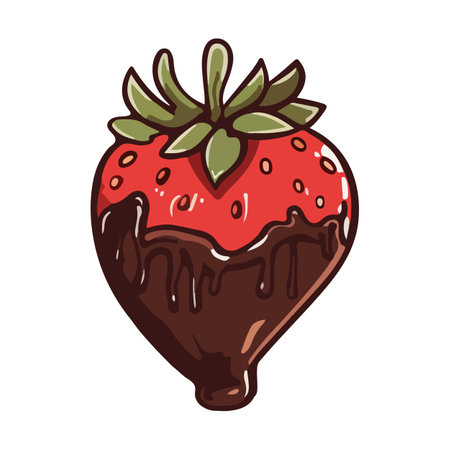 Fresh chocolate-covered strawberry isolated on white background. Vector illustration for any designのイラスト素材