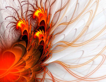 Computer-generated image of abstract fractal plume. White background.の写真素材