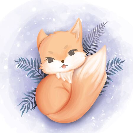adorable baby animal illustration for nursery, baby shower, and printsのイラスト素材