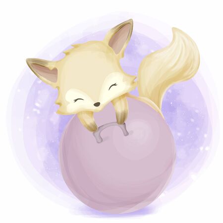 Cute Illustration Baby Animal for Nursery, Baby Shower, and Printsのイラスト素材