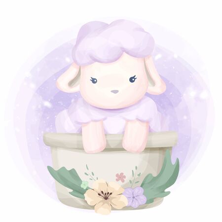 Cute Illustration Baby Animal for Nursery, Baby Shower, and Printsのイラスト素材