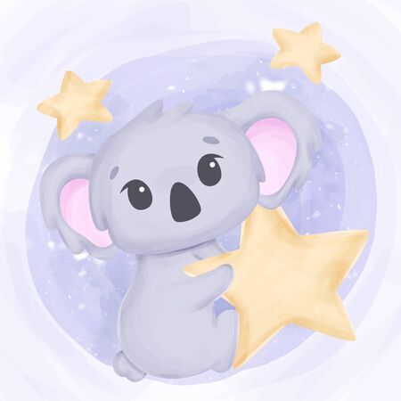 Cute Illustration Baby Animal for Nursery, Baby Shower, and Printsのイラスト素材