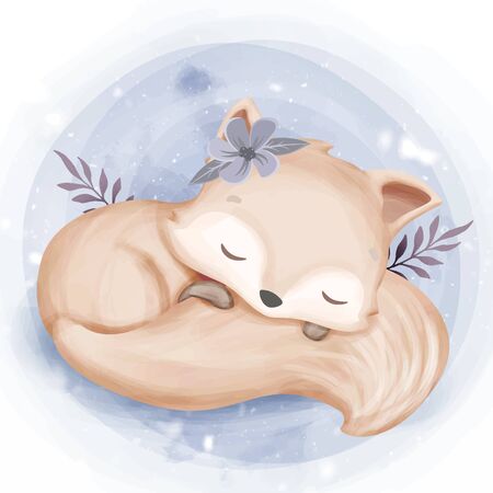 Cute Illustration Baby Animal for Nursery, Baby Shower, and Printsのイラスト素材