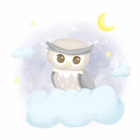 cute baby animal illustration for nursery, baby shower, and printsのイラスト素材