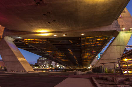 The underside of the Zakim Bridge in Boston MA