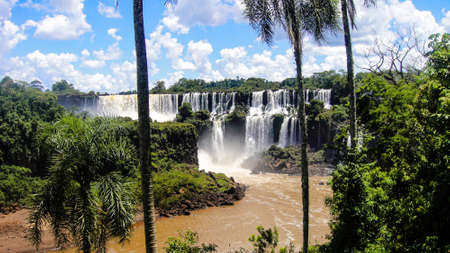 Iguazu Falls on the border of Brazil and Argentina in Iguazu National Parkの写真素材
