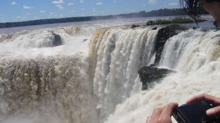 Iguazu Falls on the border of Brazil and Argentina in Iguazu National Parkの写真素材