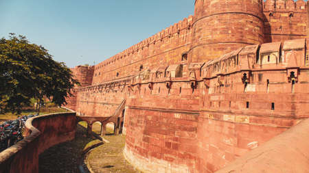 Historic Agra Fort built by Mughal Emperor Akbar in Agra, Indiaのeditorial素材