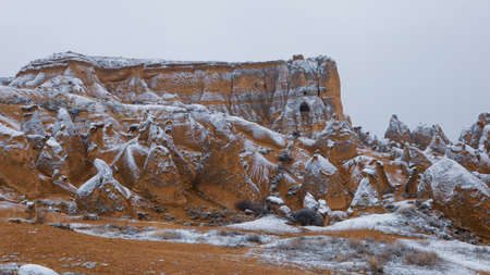 stone cave houses and ancient monasteries with volcanic rock landscape at Zelve Valley in Cappadocia, Turkeyのeditorial素材