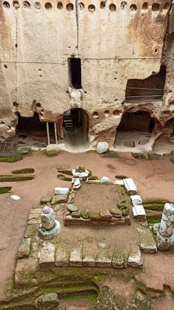 Gumusler ruins and the monastery surrounded by walls in Gumusler, Nigdeのeditorial素材