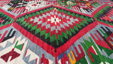 Turkish geometric carpet design. Colorful Tribal Vector Backgroundの写真素材