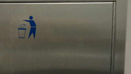 Garbage icon in the office restroom. Gray colored organic waste suitable for recycling. Segregate...