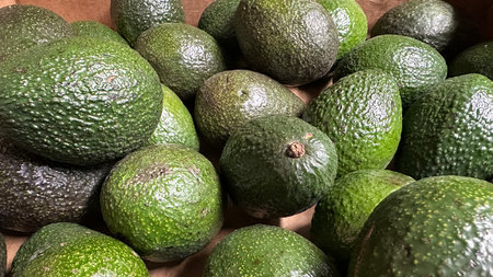 Avocado fruit in the market, close-up of avocado fruit