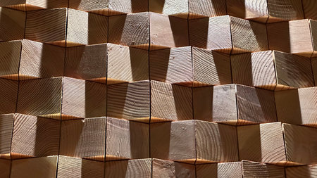 Wooden texture of a wall made of boards. Abstract background.の写真素材