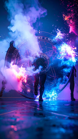 photorealistic metallic mandala engraved with detailed alchemical runes, surrounded by sacred geometry grids, soft shadows, gold and silver tones, no text, no faces, artistic copy space for designの素材