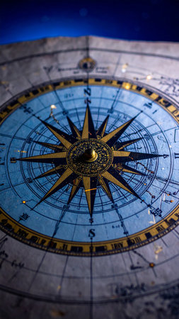 Realistic antique star map showing constellations, glowing connection lines, subtle parchment texture, celestial ambient lighting, no faces, no text, wide copy spaceの素材