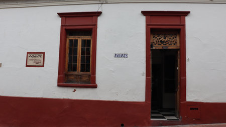 View of the facade of the building in Puebla, Mexico.の写真素材