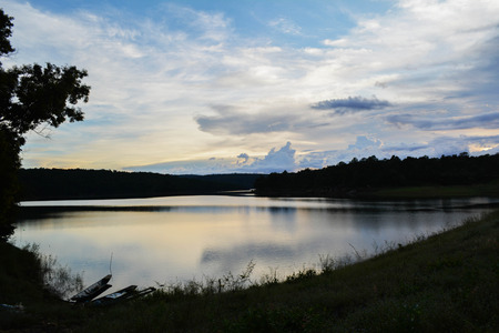Boat floating in the waterの写真素材