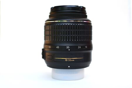 camera Lens and white backgroundの写真素材
