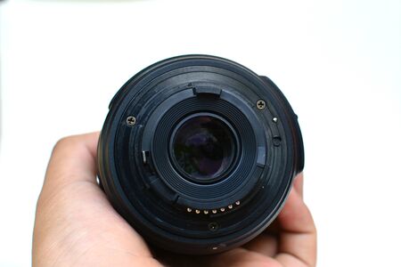 camera Lens and white backgroundの写真素材