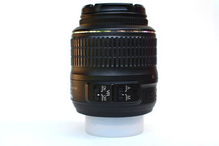camera Lens and white backgroundの写真素材