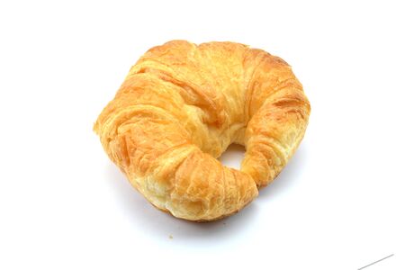 fresh croissant on white backgroundの写真素材
