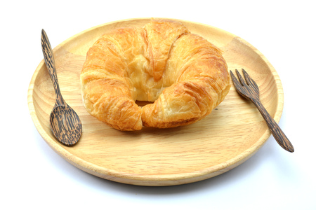 fresh croissant on white backgroundの写真素材