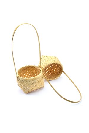 Basket wood on white backgroundの写真素材