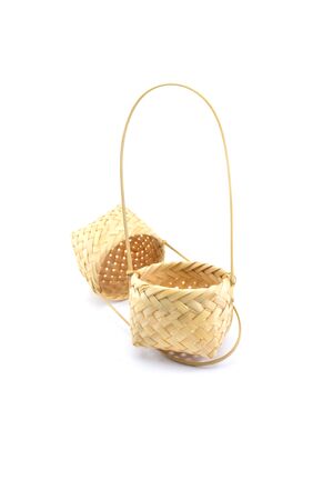 Basket wood on white backgroundの写真素材