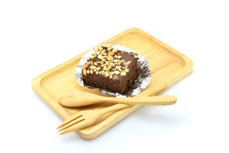 Brownie on white backgroundの写真素材