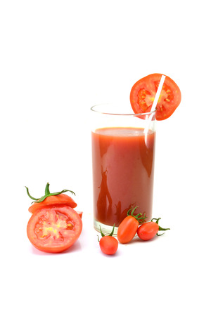 Tomato juice on white backgroundの写真素材