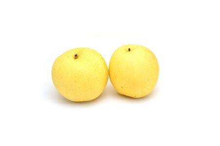 Chinese pear on white backgroundの写真素材