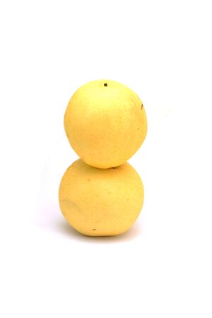 Chinese pear on white backgroundの写真素材