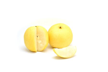 Chinese pear on white backgroundの写真素材