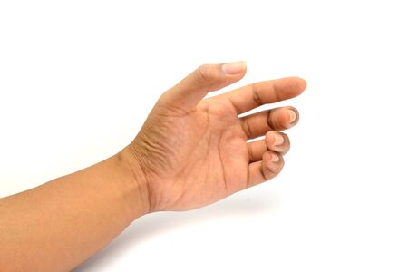 Hand on white backgroundの写真素材