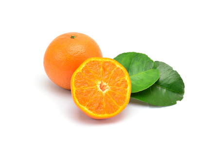Ripe orange isolated on white backgroundの写真素材