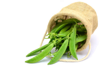 Snow peas isolated on white backgroundの写真素材