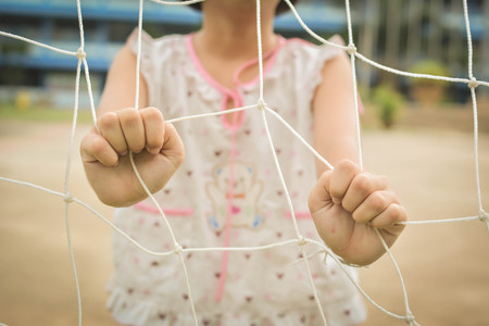 Girl holding net selective and soft focus,hipster toneの写真素材