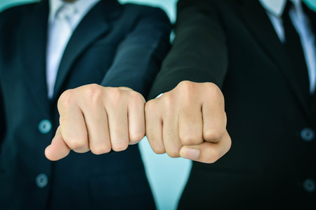 Portrait of Businesswomen on blue background selective and soft focusの写真素材