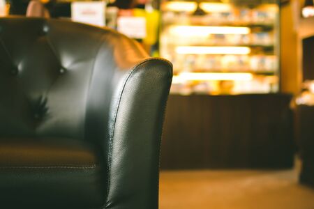 Close up leather sofa in the coffee shop backgroundの写真素材
