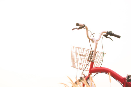 Vintage of bicycle on grass field, selective and soft focusの写真素材