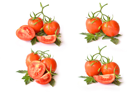 Fresh red tomatoes on white backgroundの写真素材